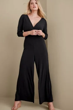 Soft Surroundings Dresses|Jumpsuits|3/4 Sleeve Penelope Jumpsuit Black