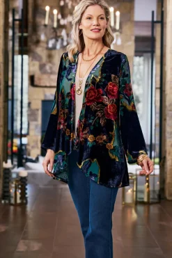Soft Surroundings Toppers|Aaliyah Floral Velvet Topper SecretGardenBurnout