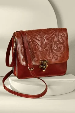Soft Surroundings Handbags|Ada Embossed Leather Bag Caramel