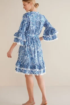 Soft Surroundings Dresses|Adeline Short Dress SpringPaisleyChambray