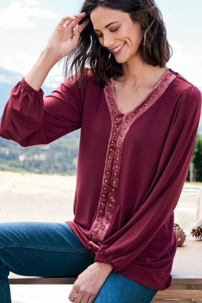 Soft Surroundings Tops|Adornment Top Cabernet
