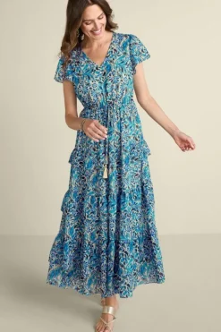 Soft Surroundings Dresses|Aleyah Maxi Dress PaisleyIkatOvercast