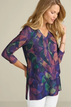 Soft Surroundings Tops|Alila 3/4 Sleeve Tunic WarmIrisMulti