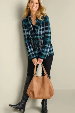 Soft Surroundings Tops|Sweaters & Cardigans|Alpine Plaid Sweater Coat NaturallyFallPlaid