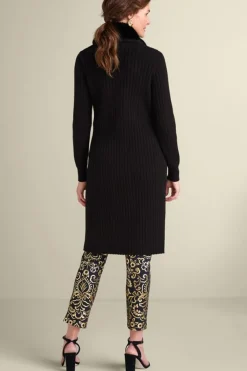 Soft Surroundings Sweaters & Cardigans|Amalie Faux Fur Collar Ribbed Cardigan Black