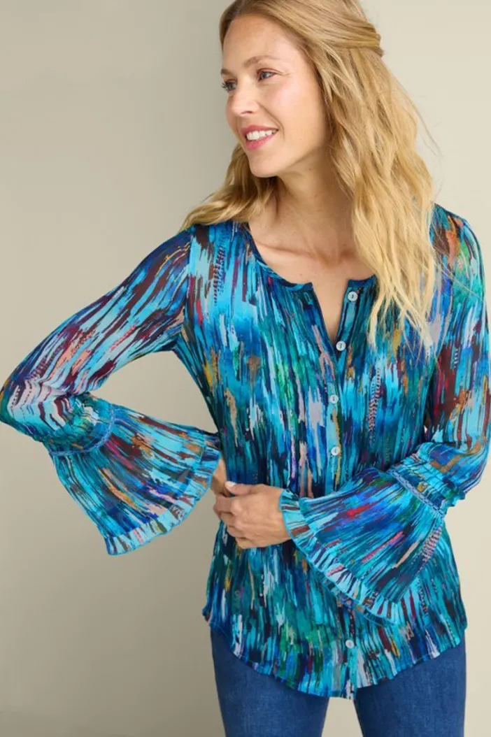 Soft Surroundings Tops|Amelie Top BlueAbstract