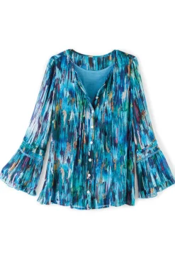 Soft Surroundings Tops|Amelie Top BlueAbstract