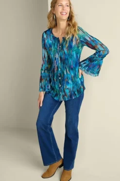 Soft Surroundings Tops|Amelie Top BlueAbstract