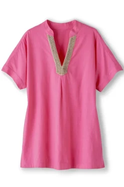 Soft Surroundings Tops|Tunics & Leggings|Annalise Linen Blend Tunic AzaleaPink