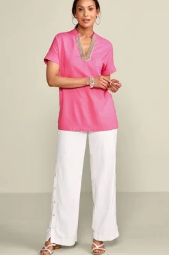 Soft Surroundings Tops|Tunics & Leggings|Annalise Linen Blend Tunic AzaleaPink