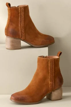 Soft Surroundings Shoes|Antelope Nila Braid Bootie Cognac