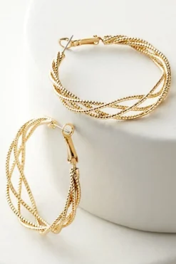 Soft Surroundings Jewelry|Earrings|Aria Sparkle Hoops Earrings Gold
