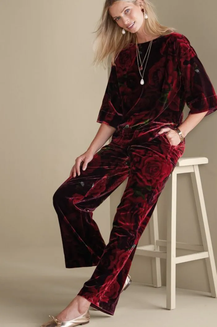 Soft Surroundings Pants|Aria Velvet Wide Leg Pants