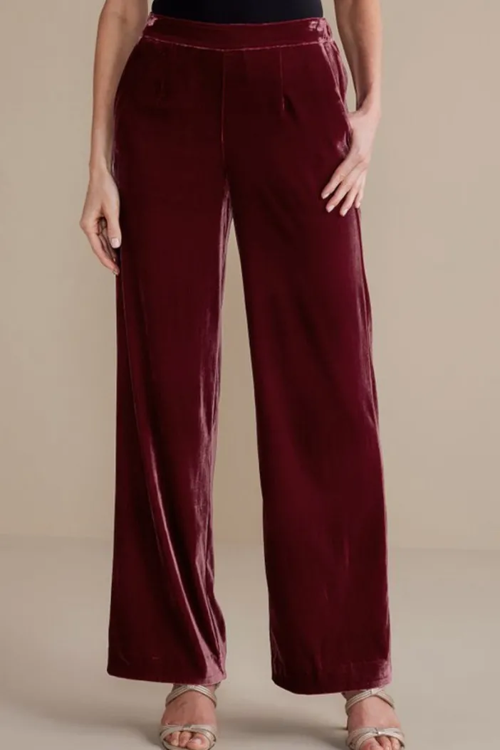 Soft Surroundings Pants|Aria Velvet Wide Leg Pants