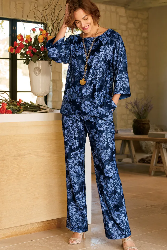 Soft Surroundings Pants|Aria Velvet Wide Leg Pants