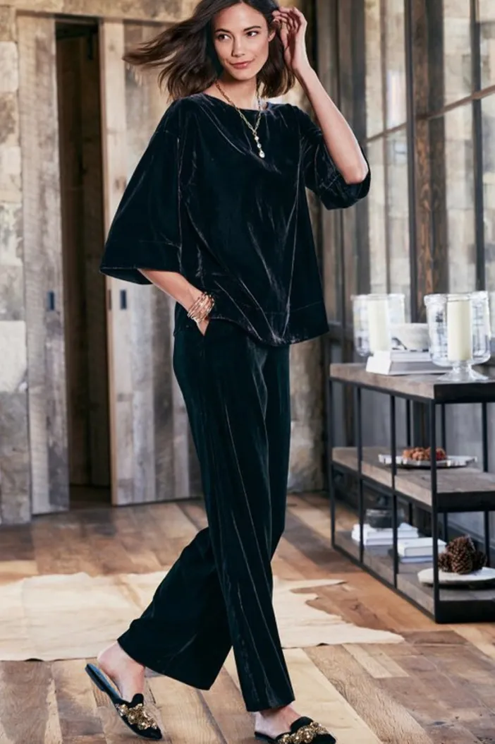 Soft Surroundings Pants|Aria Velvet Wide Leg Pants