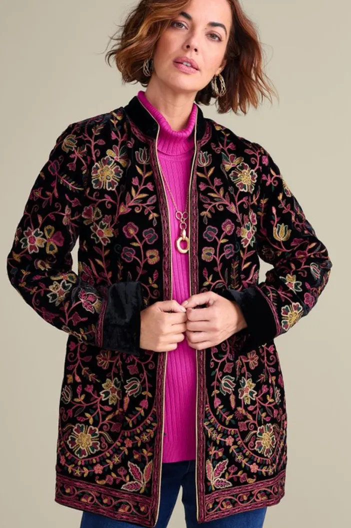 Soft Surroundings Jackets & Coats|Astrid Velvet Jacket Black