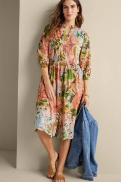 Soft Surroundings Dresses|Bellicia Embroidered Midi Dress MultiFloral