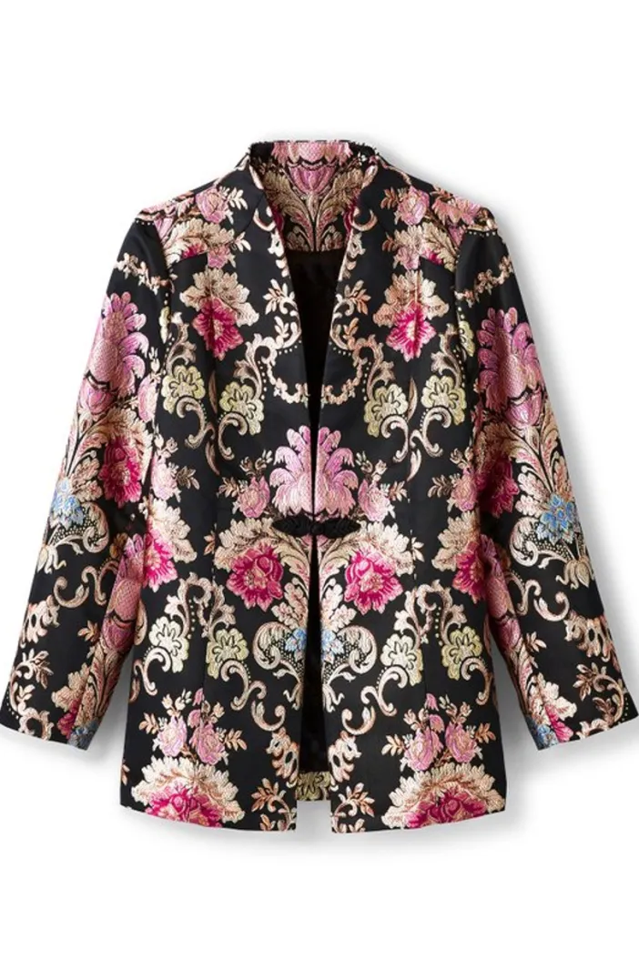 Soft Surroundings Jackets & Coats|Branca Jacquard Jacket RoseBaroqueJacquard