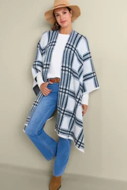 Soft Surroundings Scarves & Wraps|Braunwyn Plaid Wrap BlueWindowpanePlaid