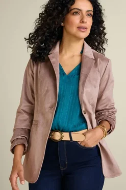 Soft Surroundings Toppers|Jackets & Coats|Breck Faux Suede Blazer Stone