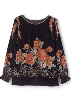 Soft Surroundings Tops|Brielle Velvet Top BlackMulti