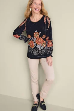 Soft Surroundings Tops|Brielle Velvet Top BlackMulti