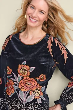 Soft Surroundings Tops|Brielle Velvet Top BlackMulti