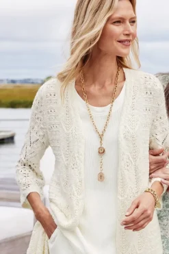 Soft Surroundings Tops|Sweaters & Cardigans|Calistoga Pointelle Cardigan GreenMilieu