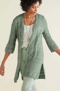 Soft Surroundings Tops|Sweaters & Cardigans|Calistoga Pointelle Cardigan GreenMilieu