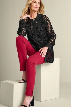 Soft Surroundings Tops|Candace Velvet Lace Tunic Black