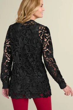 Soft Surroundings Tops|Candace Velvet Lace Tunic Black