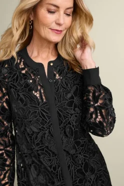 Soft Surroundings Tops|Candace Velvet Lace Tunic Black