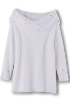 Soft Surroundings Tops|Sweaters & Cardigans|Christina Embellished Cowl Neck Sweater Tunic IvoryPearl