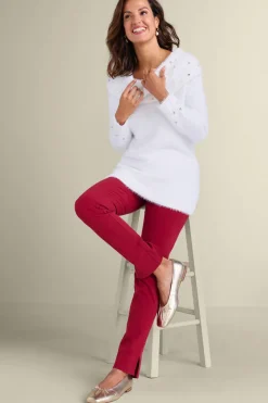 Soft Surroundings Tops|Sweaters & Cardigans|Christina Embellished Cowl Neck Sweater Tunic IvoryPearl
