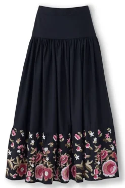 Soft Surroundings Skirts|Cindi Embroidered Maxi Skirt Black