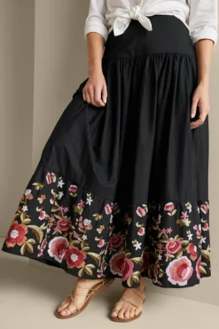 Soft Surroundings Skirts|Cindi Embroidered Maxi Skirt Black