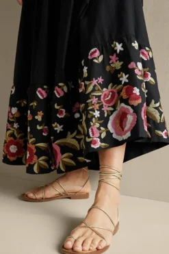 Soft Surroundings Skirts|Cindi Embroidered Maxi Skirt Black