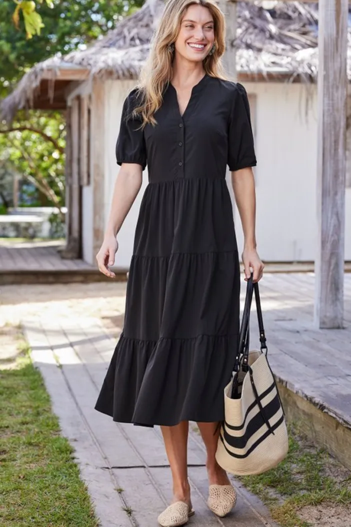 Soft Surroundings Dresses|Claudia Midi Dress Black