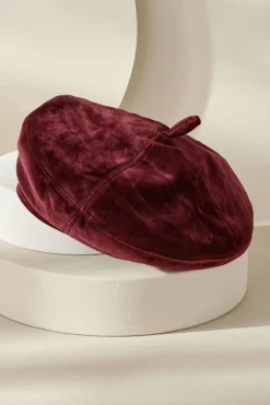 Soft Surroundings Hats|Colette Velvet Beret Wine