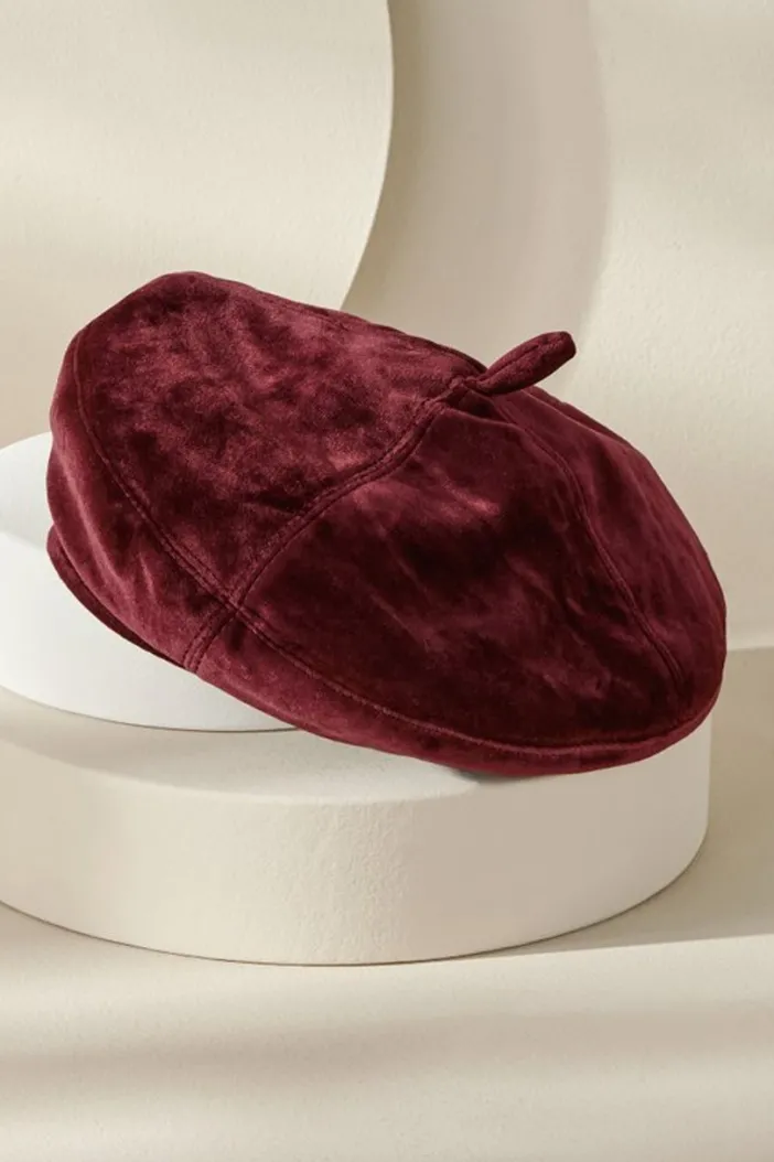 Soft Surroundings Hats|Colette Velvet Beret Wine