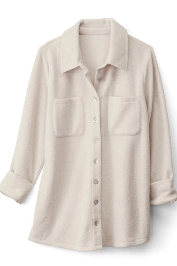 Soft Surroundings Tops|Cozy Boyfriend Shirt SoftTaupeHeather