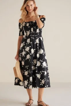 Soft Surroundings Dresses|Divani Dress BlackWhiteFloral