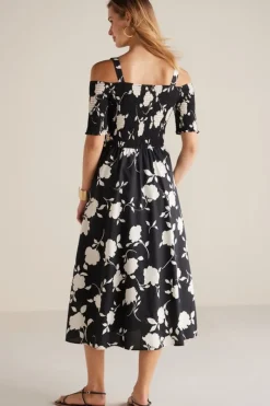Soft Surroundings Dresses|Divani Dress BlackWhiteFloral