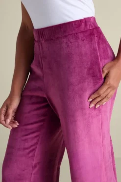 Soft Surroundings Pants|Dixie Velour Wide Leg Pants Boysenberry