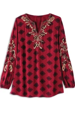 Soft Surroundings Tops|Eboni Embellished Tunic DitsyFoulard
