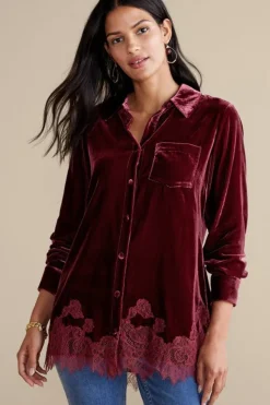 Soft Surroundings Tops|Eden Velvet and Lace Shirt
