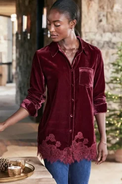 Soft Surroundings Tops|Eden Velvet and Lace Shirt