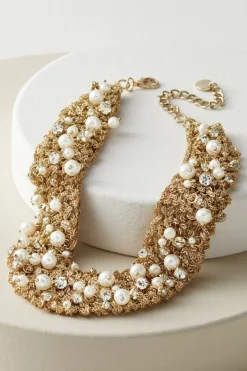 Soft Surroundings Jewelry|Necklaces|Elanore Crochet Pearl Necklace Gold