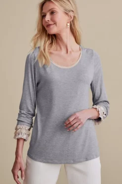 Soft Surroundings Tops|Ella Lace Top MediumGreyHeather